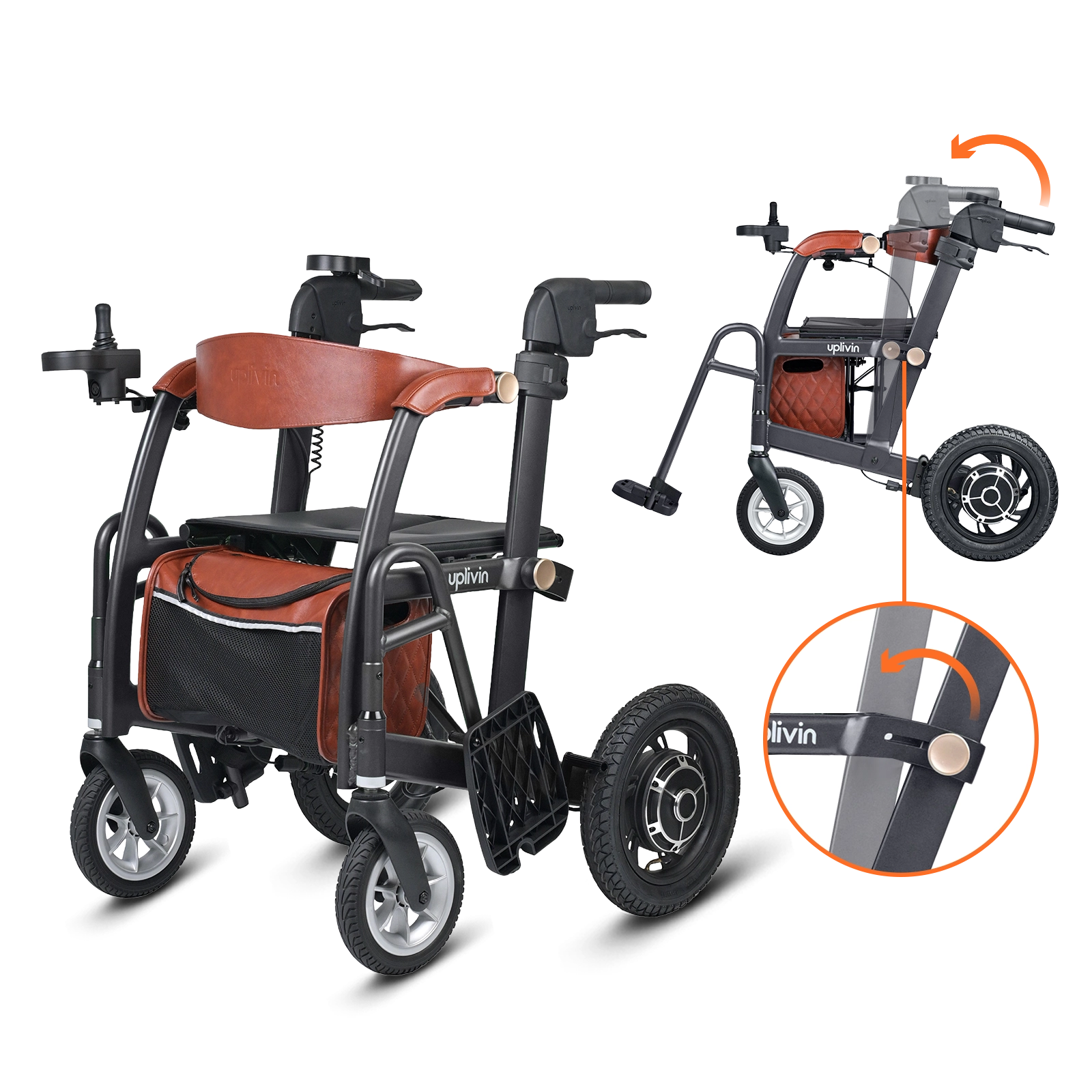 Glide 3 in 1 Electric Rollator & Transport Chair - uplivin